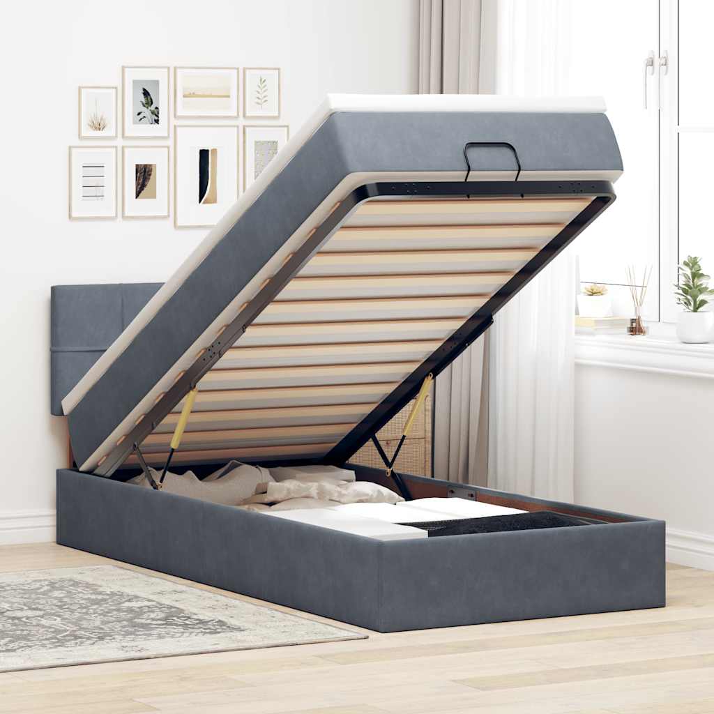 vidaXL Ottoman bed met matras en LED's 100x200 cm fluweel roze