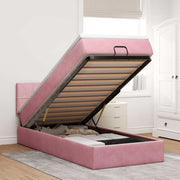 vidaXL Ottoman bed met matras en LED's 100x200 cm fluweel roze