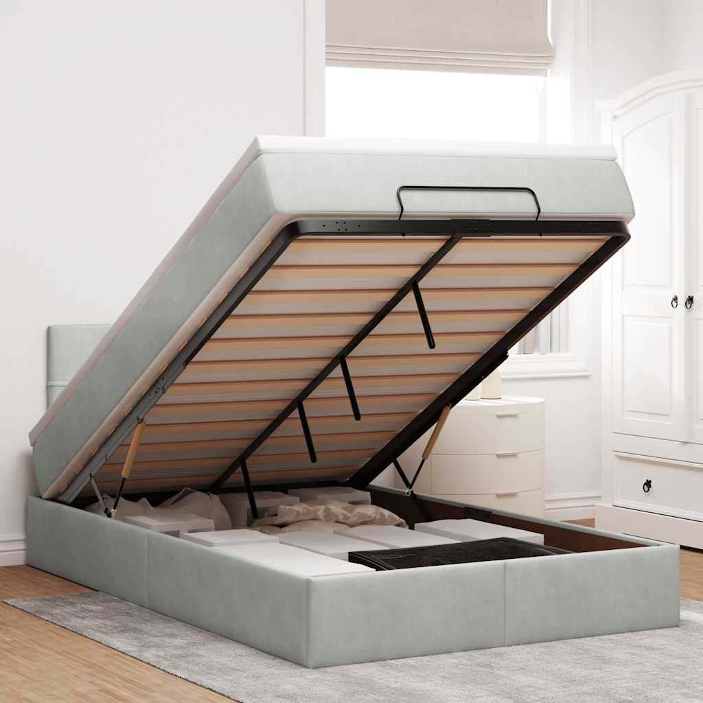vidaXL Ottoman bed met matras en LED's 100x200 cm fluweel roze