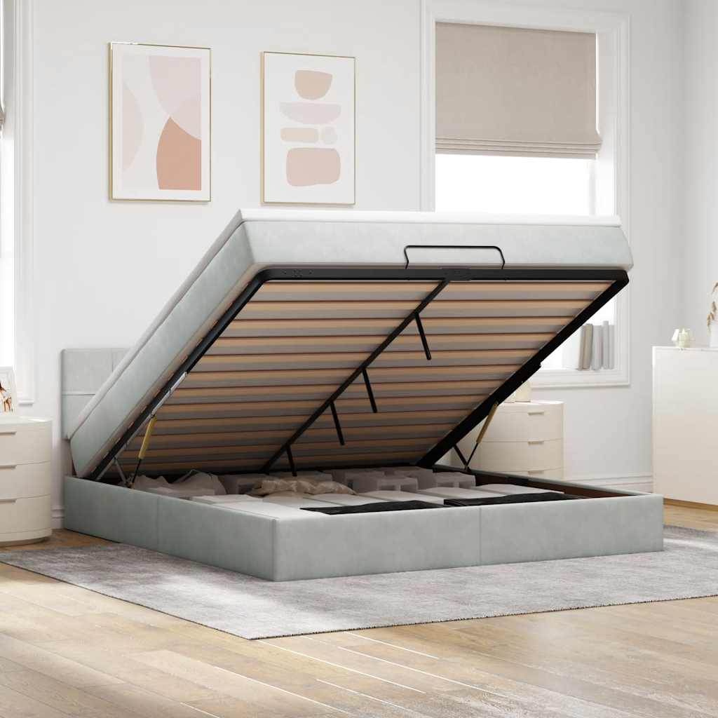 vidaXL Ottoman bed met matras en LED's 100x200 cm fluweel roze