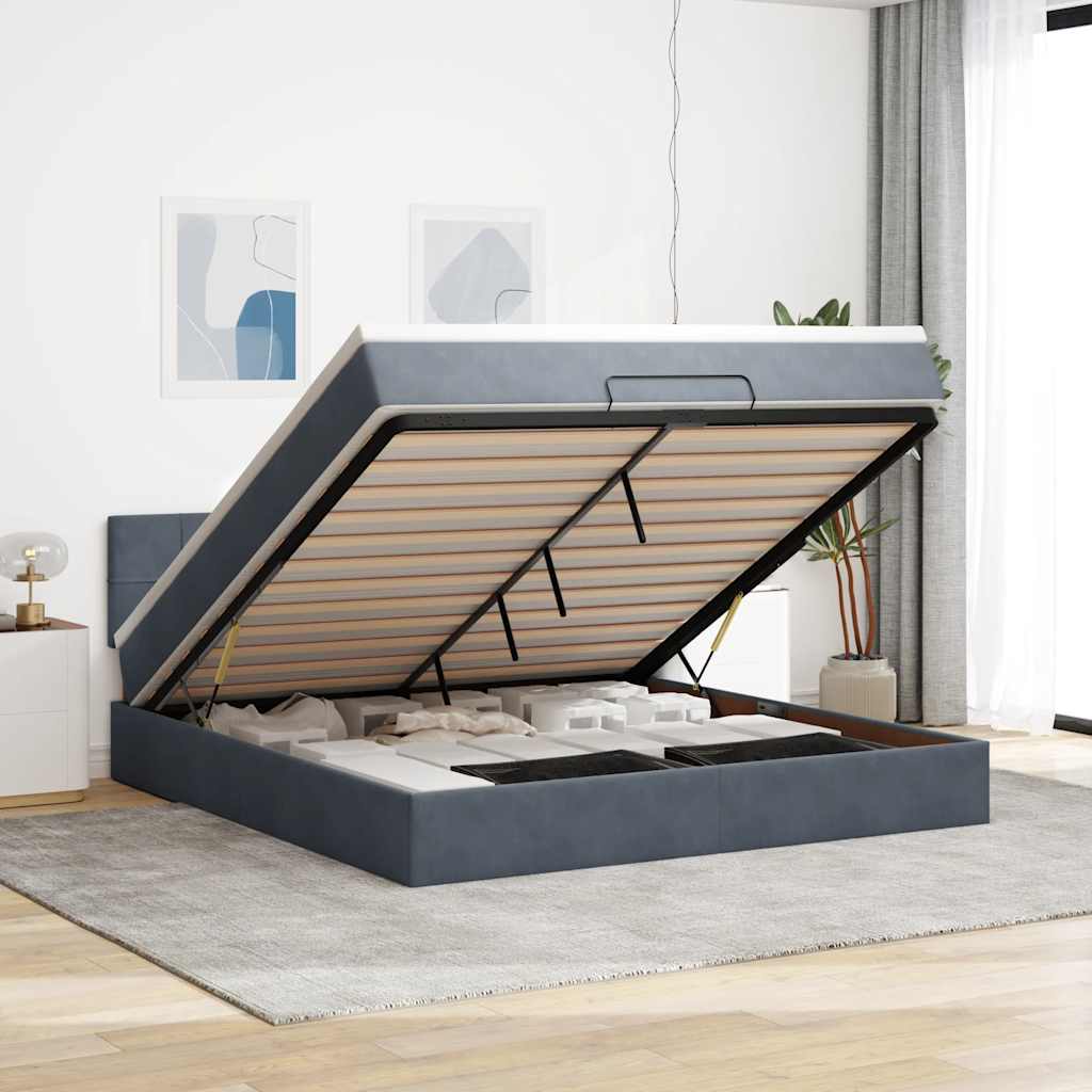vidaXL Ottoman bed met matras en LED's 100x200 cm fluweel roze