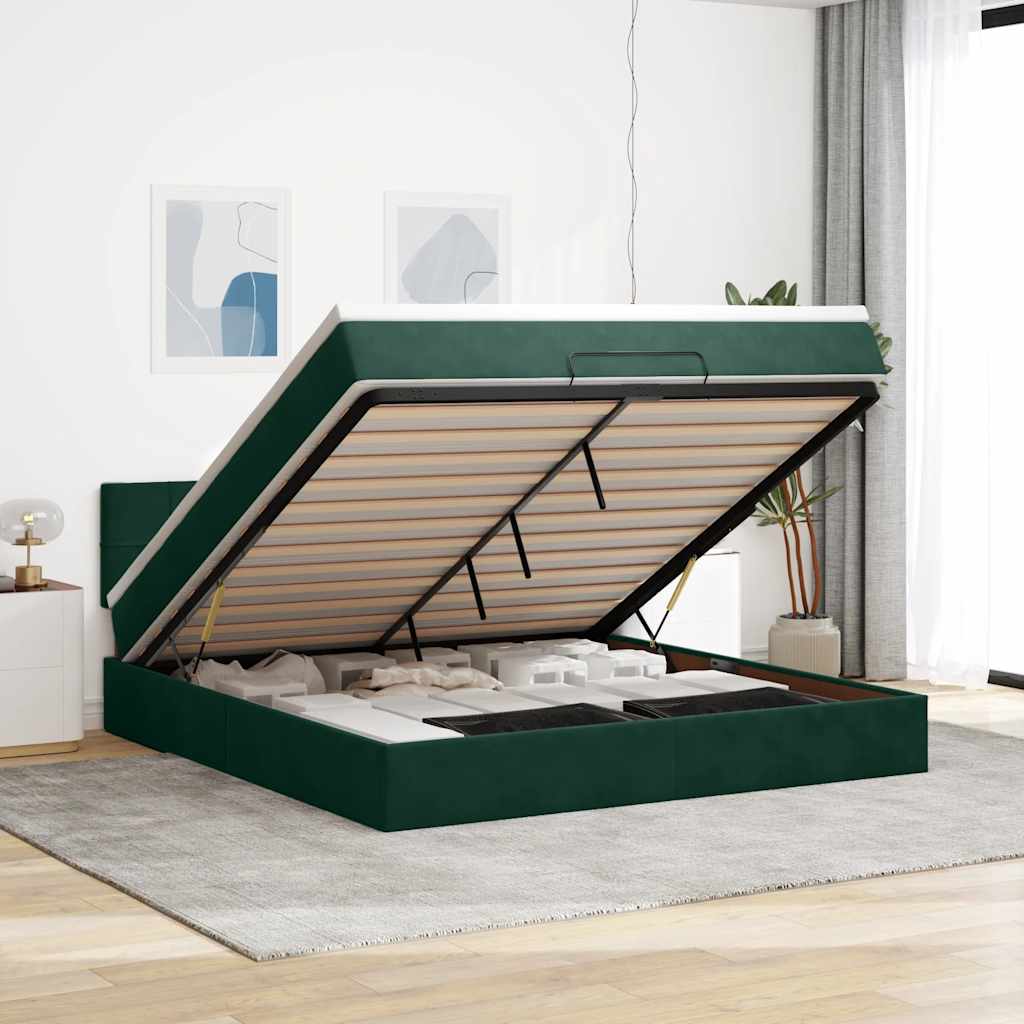 vidaXL Ottoman bed met matras en LED's 100x200 cm fluweel roze