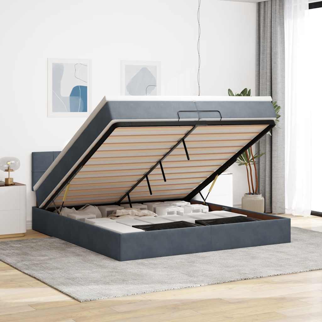 vidaXL Ottoman bed met matras en LED's 100x200 cm fluweel roze