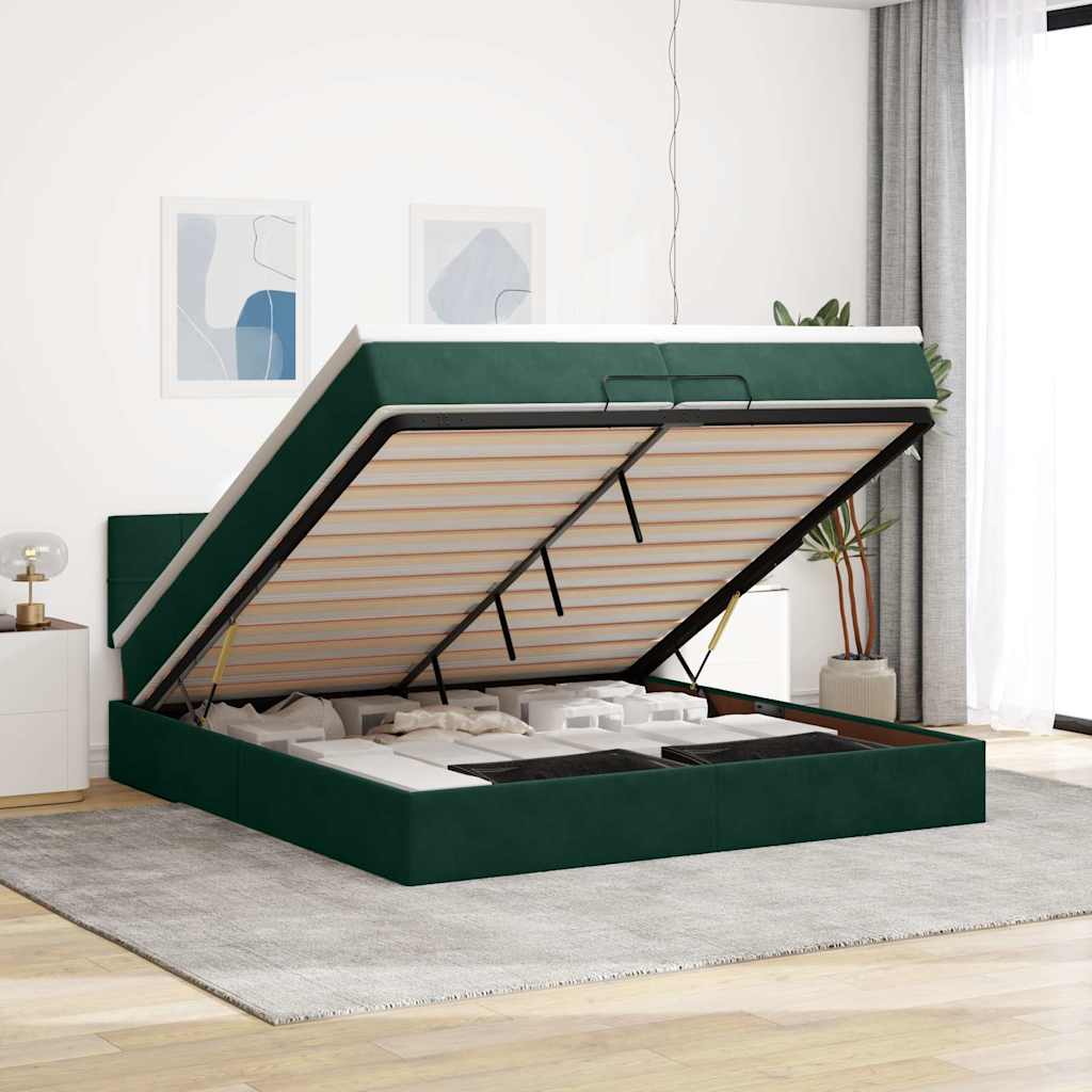 vidaXL Ottoman bed met matras en LED's 100x200 cm fluweel roze