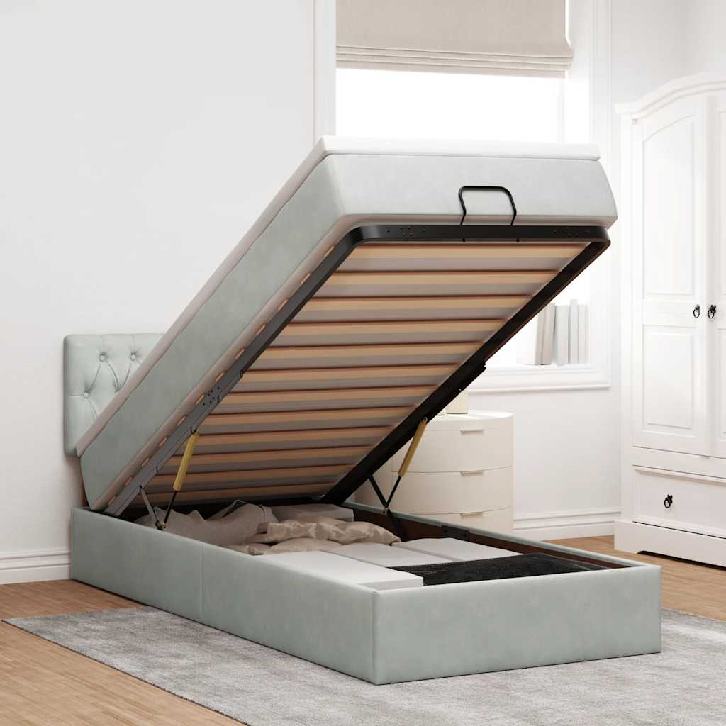 vidaXL Ottoman bed met matras en LED's 100x200 cm fluweel roze