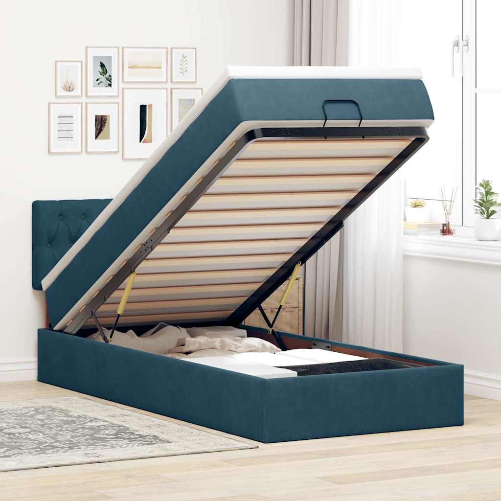 vidaXL Ottoman bed met matras en LED's 100x200 cm fluweel roze
