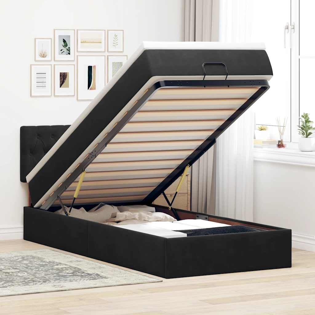 vidaXL Ottoman bed met matras en LED's 100x200 cm fluweel roze