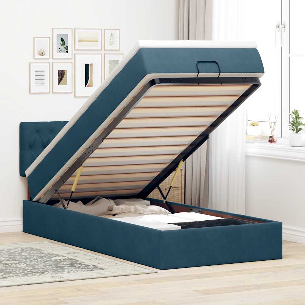 vidaXL Ottoman bed met matras en LED's 100x200 cm fluweel roze
