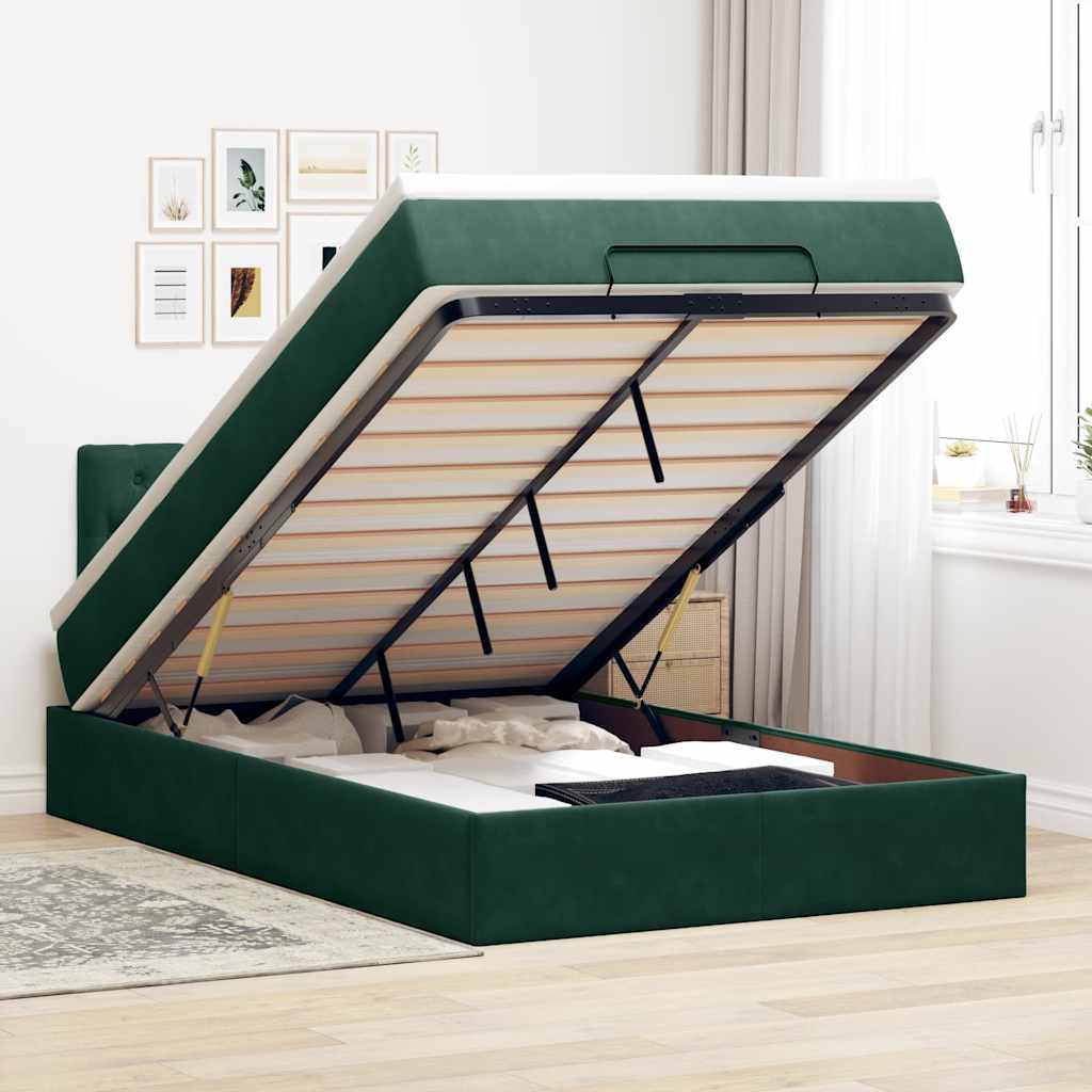 vidaXL Ottoman bed met matras en LED's 100x200 cm fluweel roze