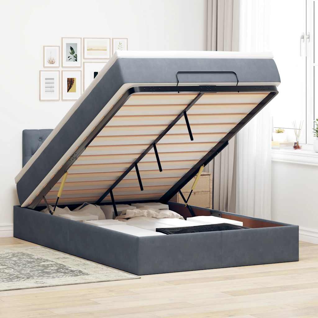 vidaXL Ottoman bed met matras en LED's 100x200 cm fluweel roze