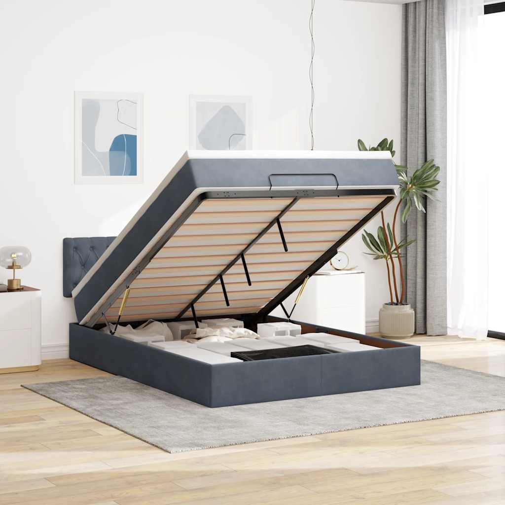 vidaXL Ottoman bed met matras en LED's 100x200 cm fluweel roze
