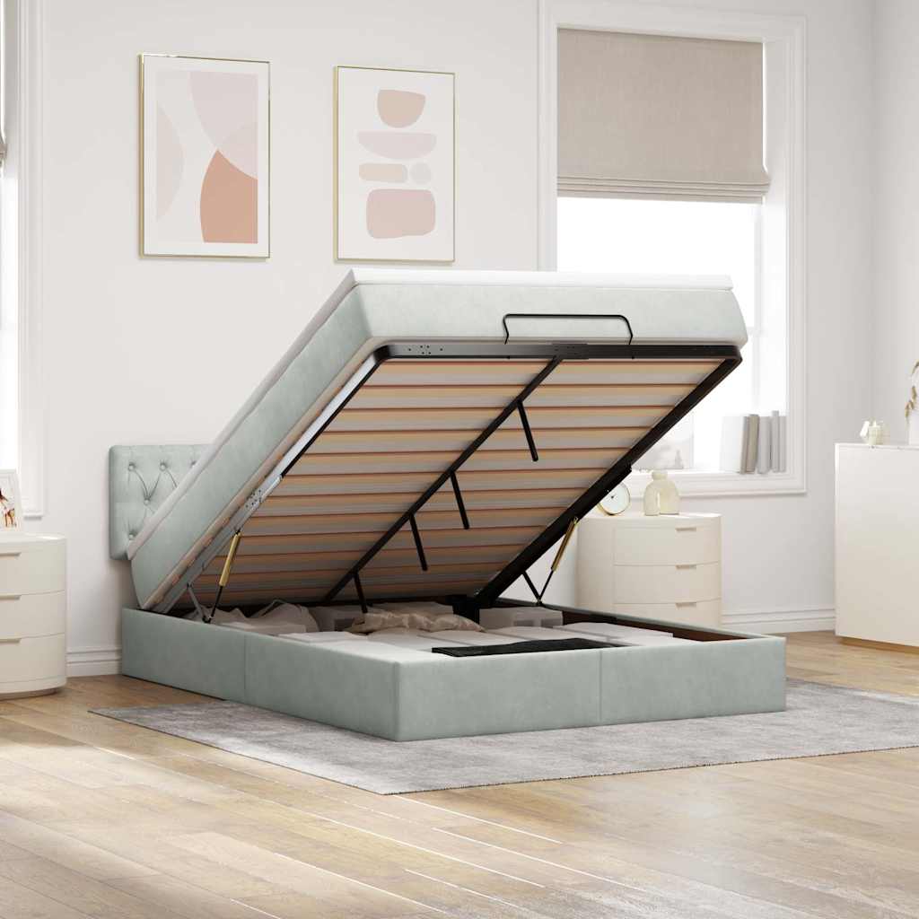 vidaXL Ottoman bed met matras en LED's 100x200 cm fluweel roze