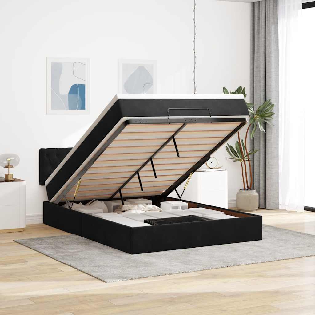 vidaXL Ottoman bed met matras en LED's 100x200 cm fluweel roze
