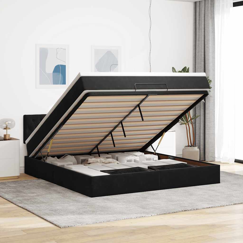 vidaXL Ottoman bed met matras en LED's 100x200 cm fluweel roze