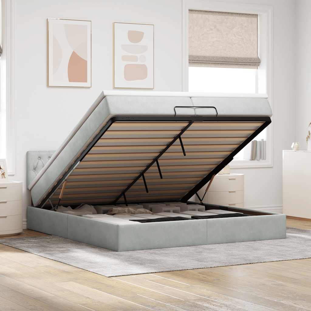 vidaXL Ottoman bed met matras en LED's 100x200 cm fluweel roze