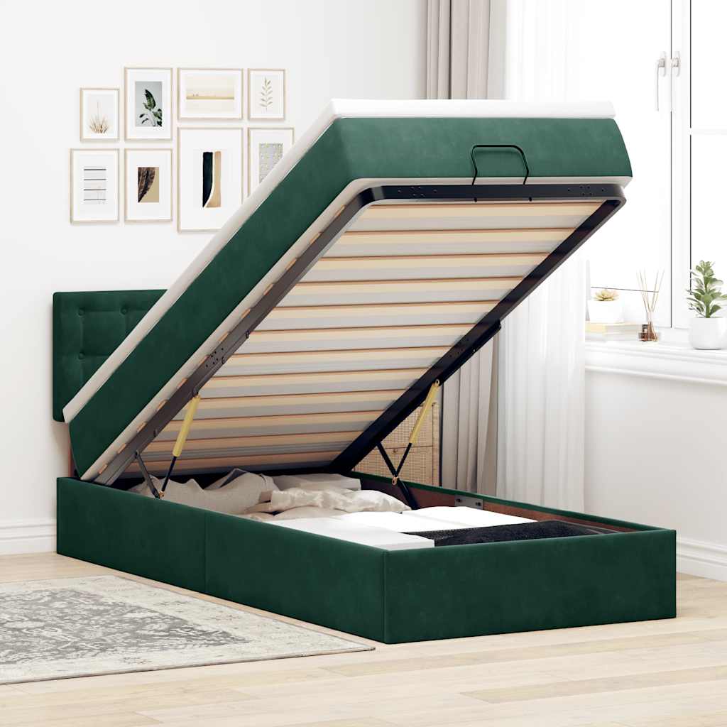 vidaXL Ottoman bed met matras en LED's 100x200 cm fluweel roze