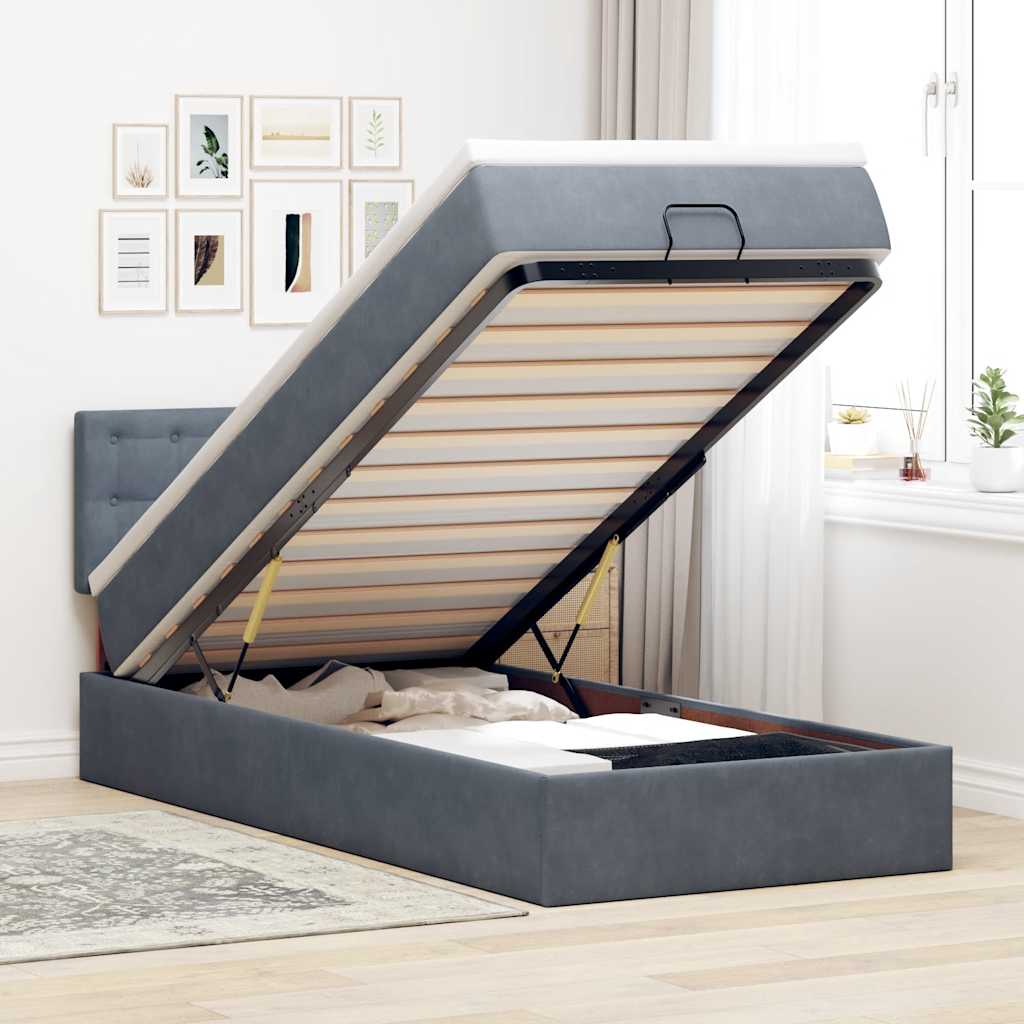 vidaXL Ottoman bed met matras en LED's 100x200 cm fluweel roze