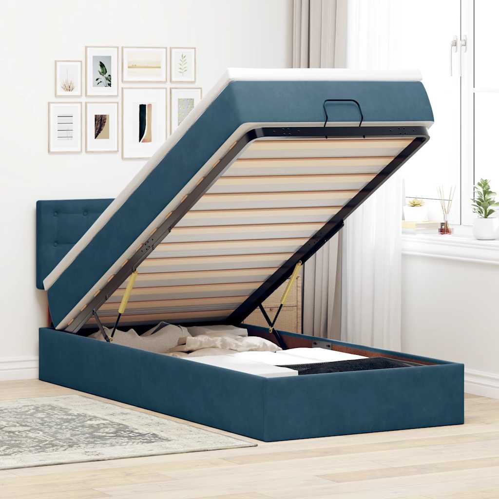 vidaXL Ottoman bed met matras en LED's 100x200 cm fluweel roze