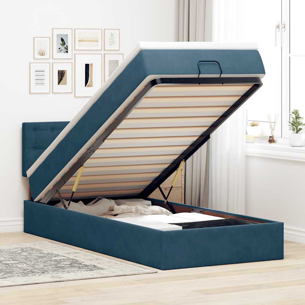 vidaXL Ottoman bed met matras en LED's 100x200 cm fluweel roze