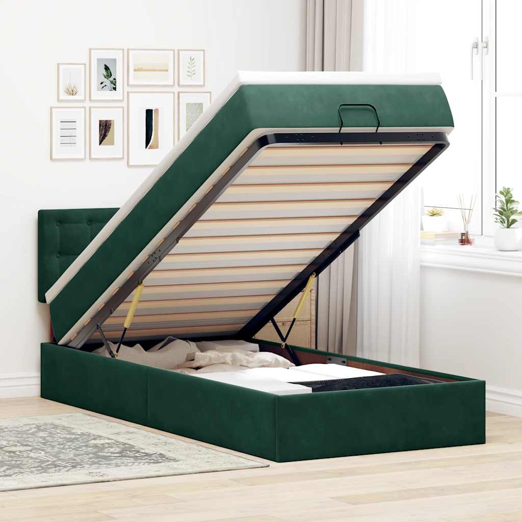 vidaXL Ottoman bed met matras en LED's 100x200 cm fluweel roze