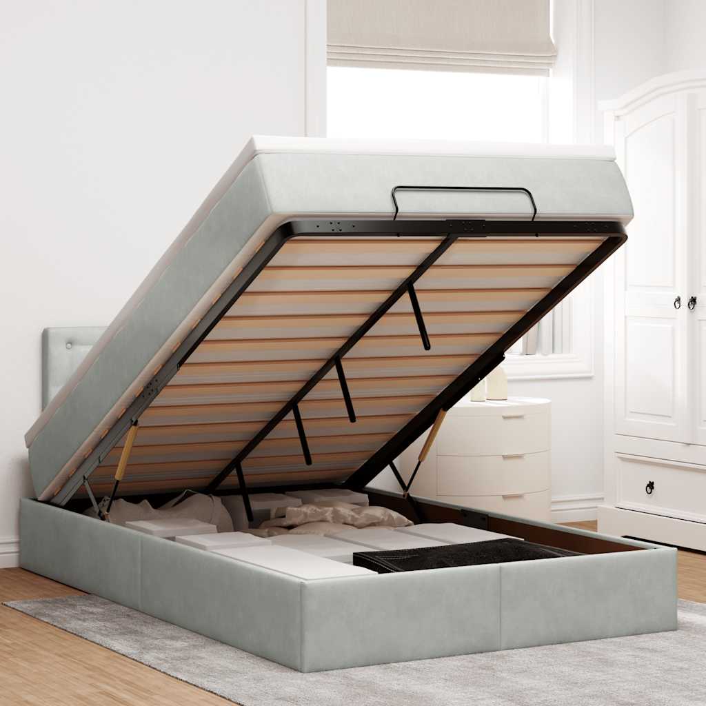 vidaXL Ottoman bed met matras en LED's 100x200 cm fluweel roze