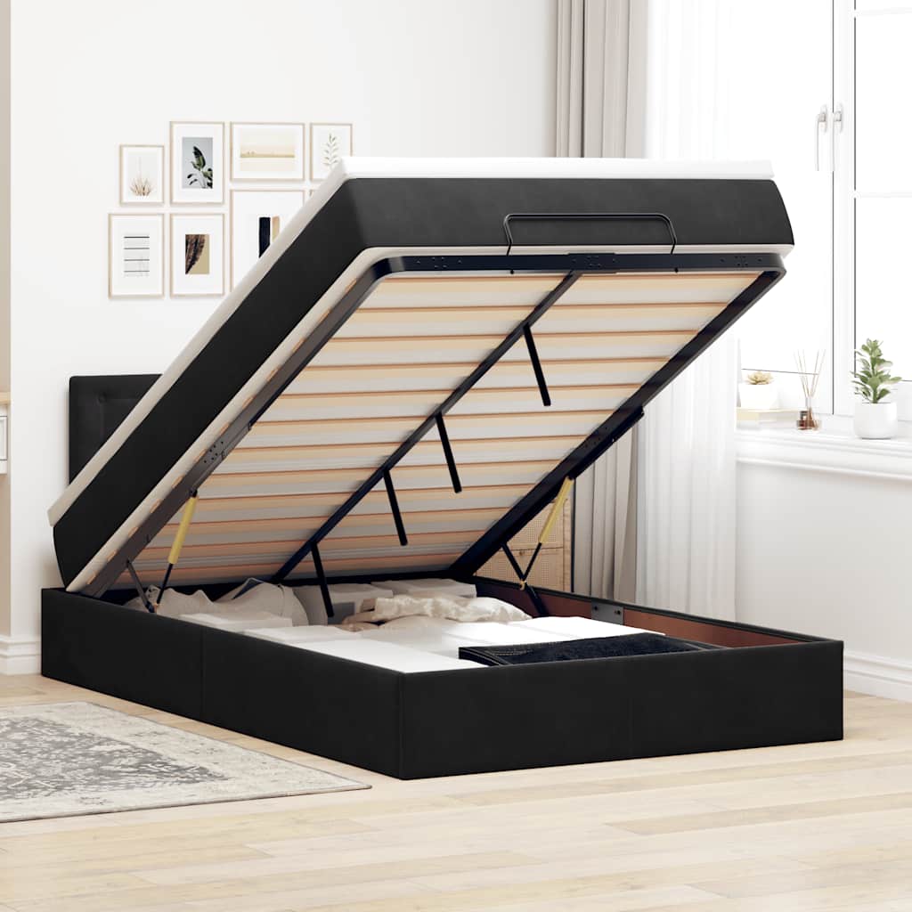 vidaXL Ottoman bed met matras en LED's 100x200 cm fluweel roze
