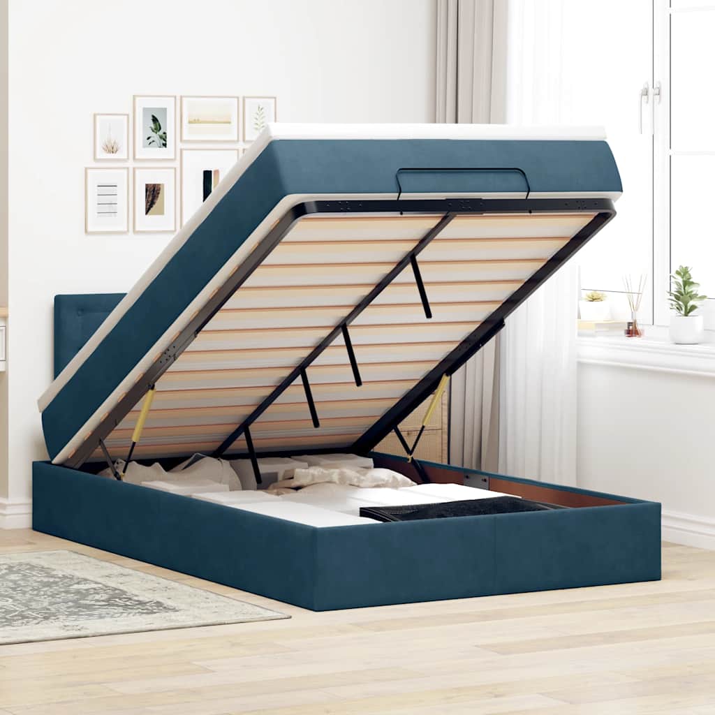 vidaXL Ottoman bed met matras en LED's 100x200 cm fluweel roze
