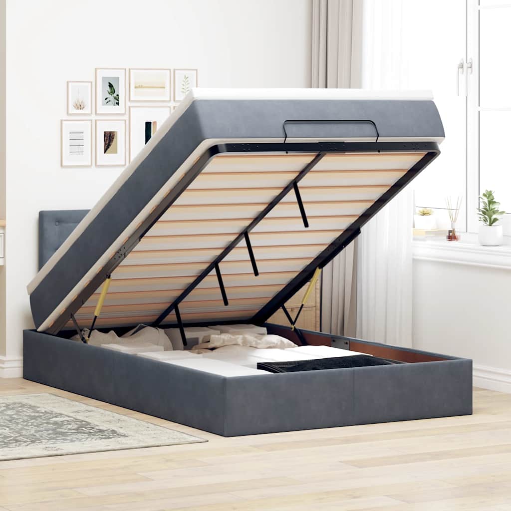 vidaXL Ottoman bed met matras en LED's 100x200 cm fluweel roze