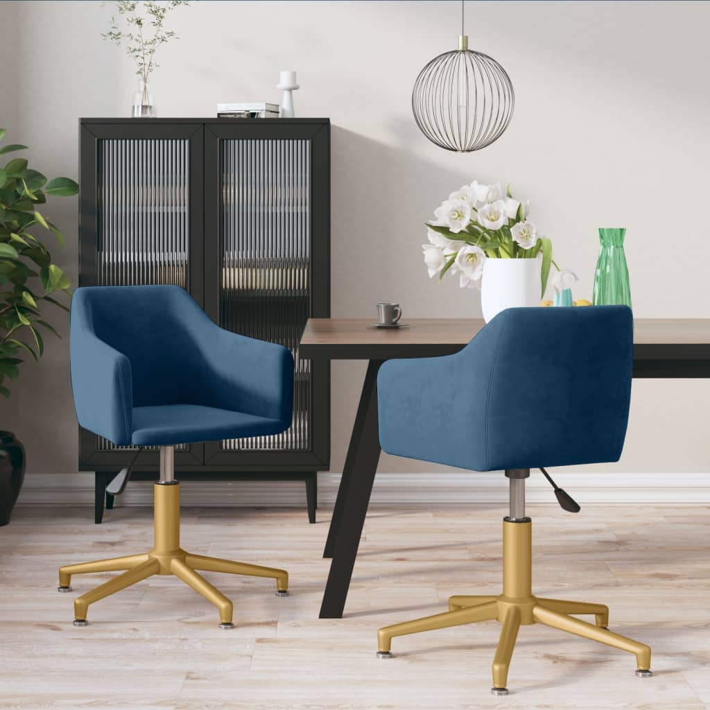vidaXL Eetkamerstoel draaibaar fluweel blauw