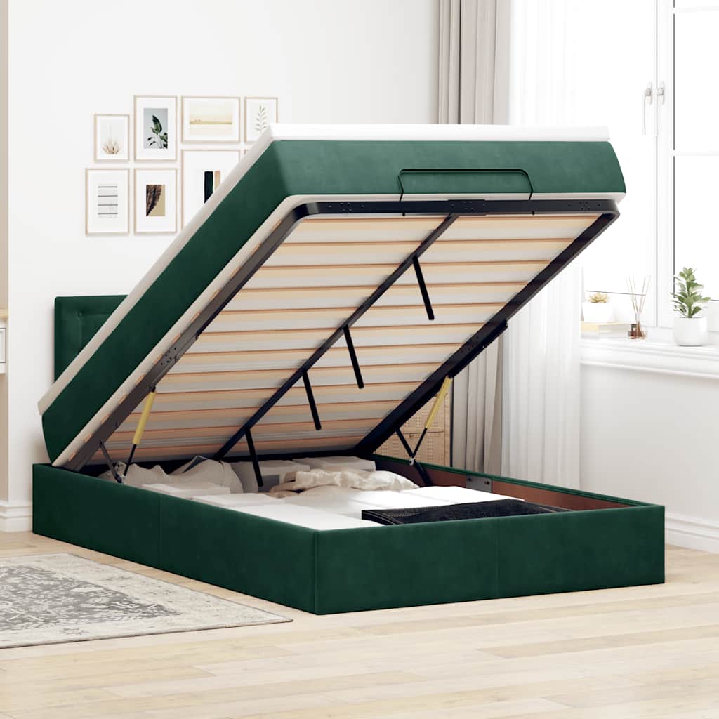 vidaXL Ottoman bed met matras en LED's 100x200 cm fluweel roze