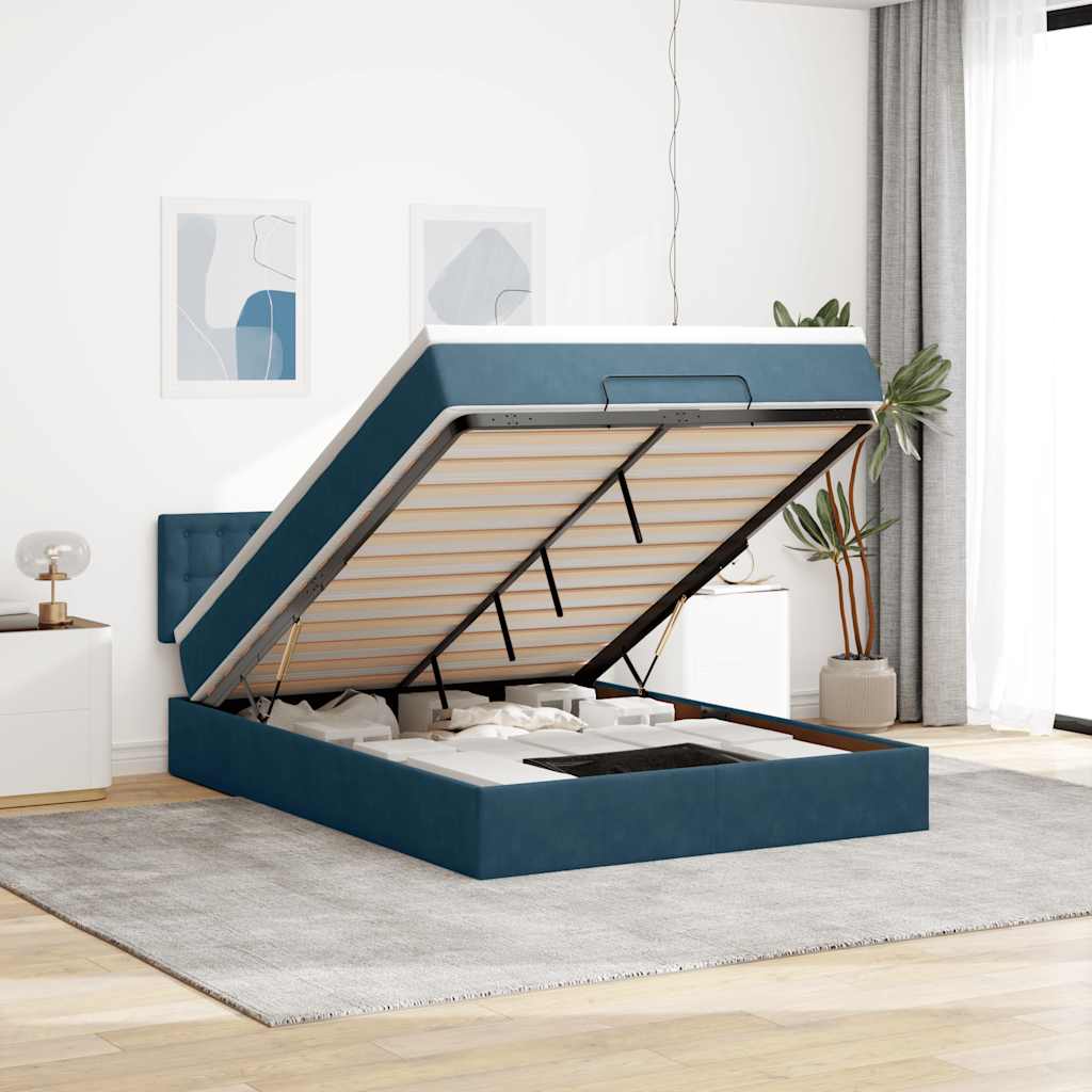 vidaXL Ottoman bed met matras en LED's 100x200 cm fluweel roze