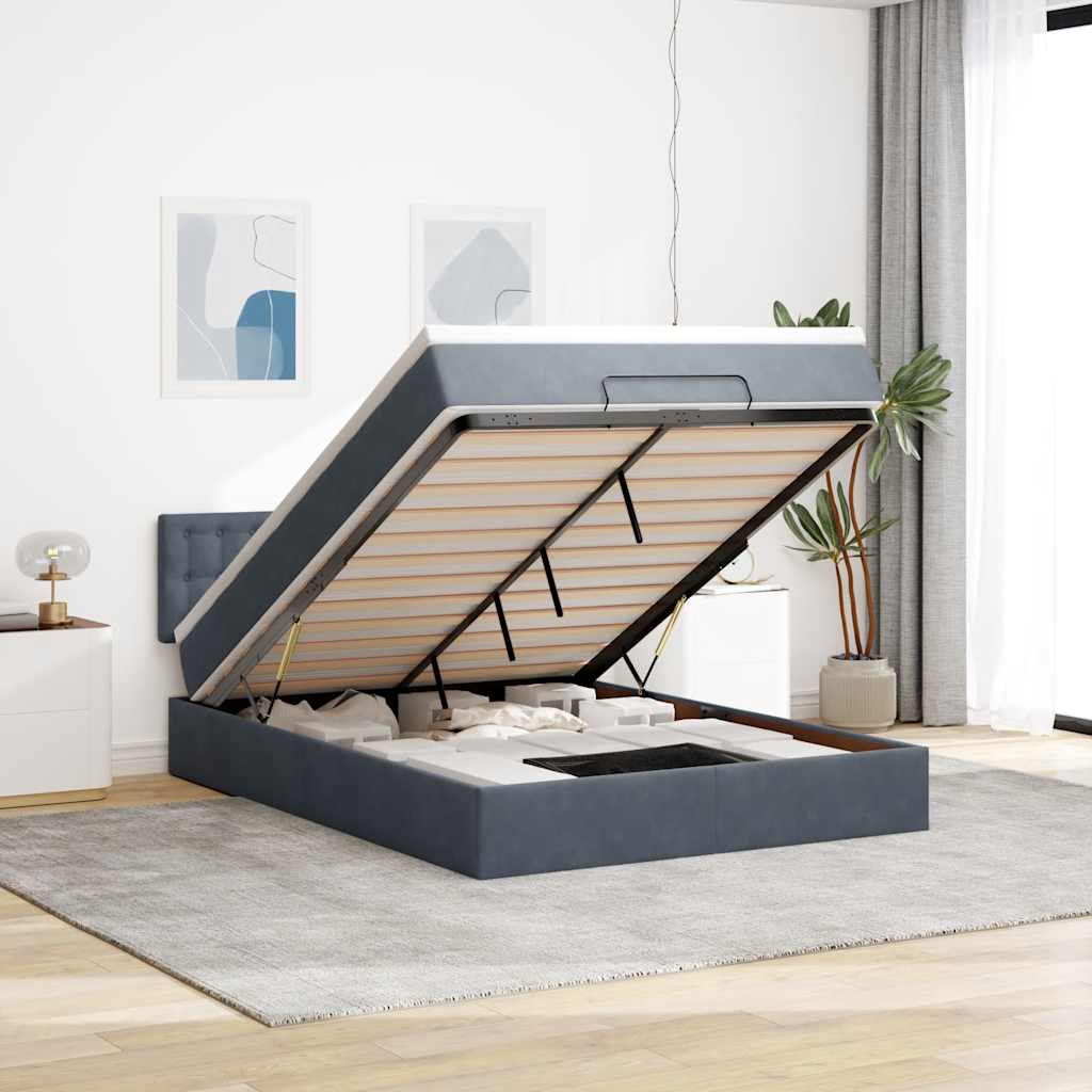vidaXL Ottoman bed met matras en LED's 100x200 cm fluweel roze
