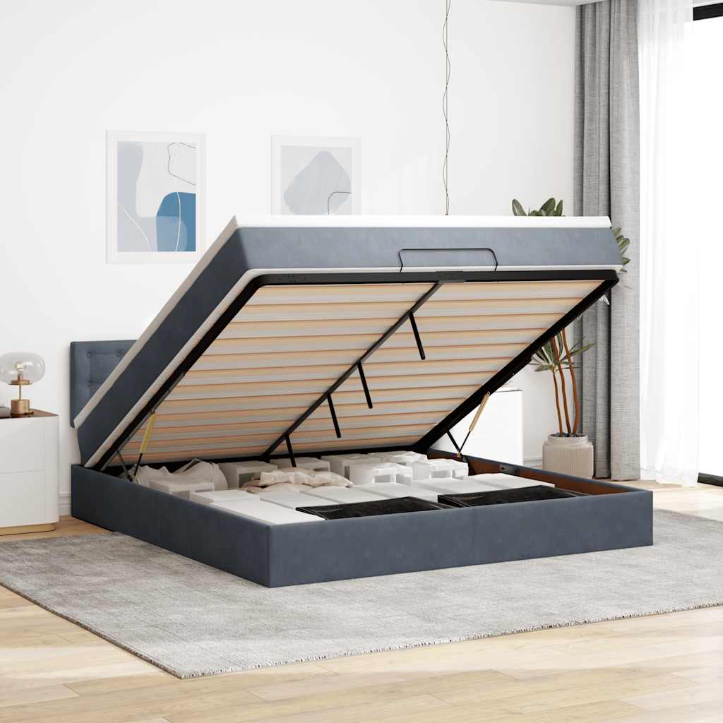 vidaXL Ottoman bed met matras en LED's 100x200 cm fluweel roze