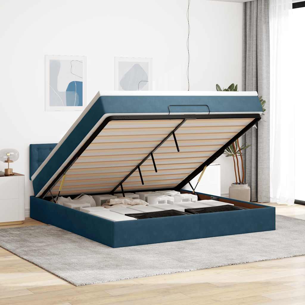 vidaXL Ottoman bed met matras en LED's 100x200 cm fluweel roze