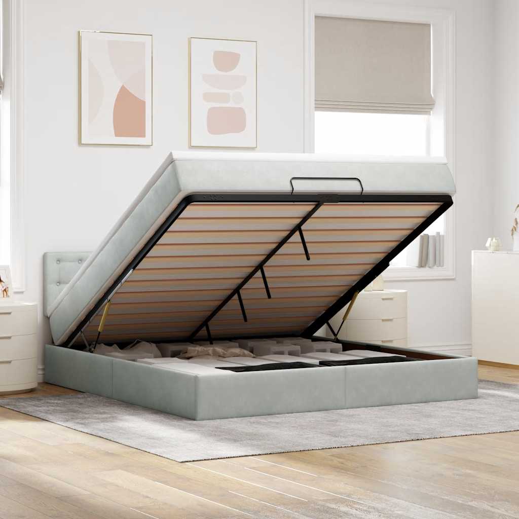 vidaXL Ottoman bed met matras en LED's 100x200 cm fluweel roze