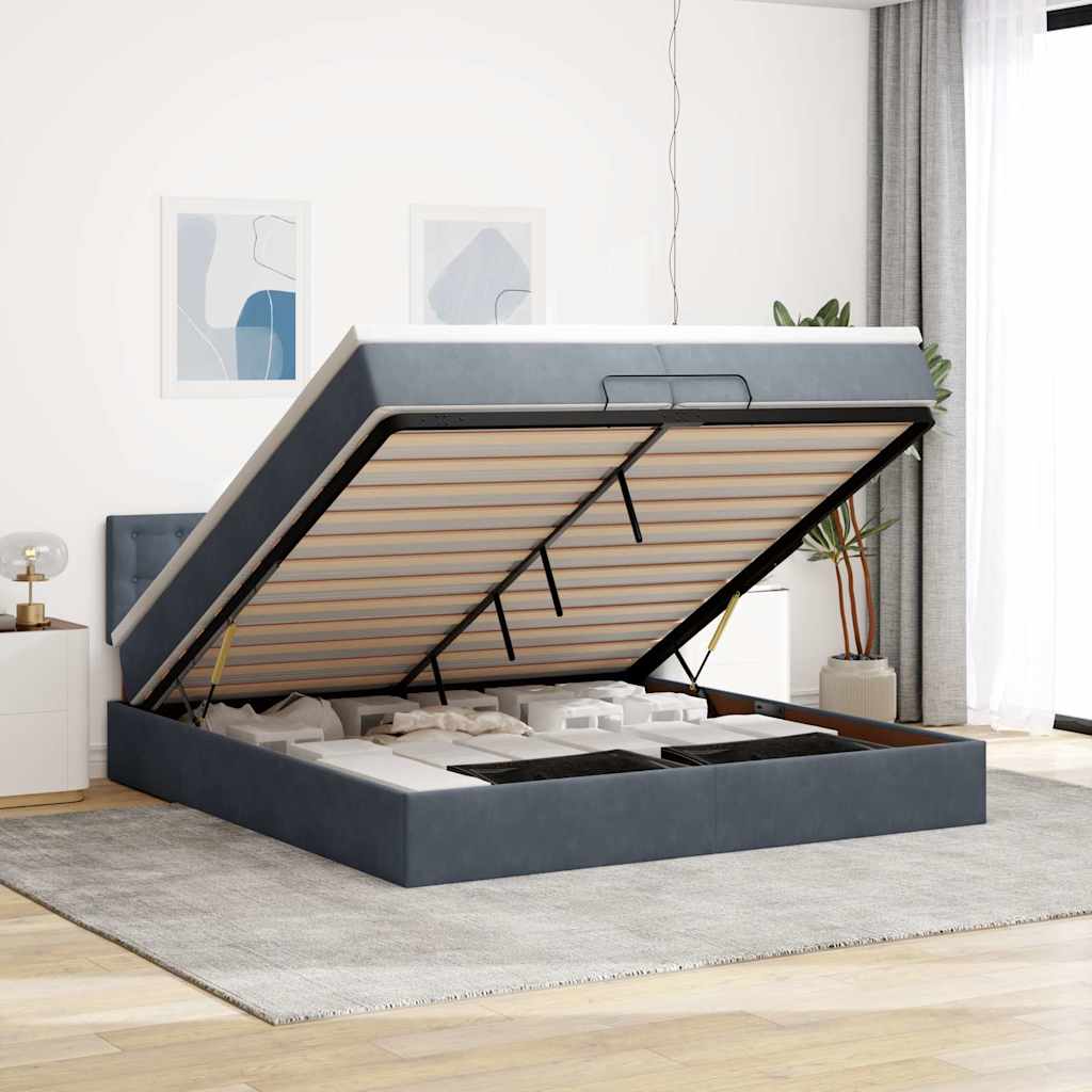 vidaXL Ottoman bed met matras en LED's 100x200 cm fluweel roze