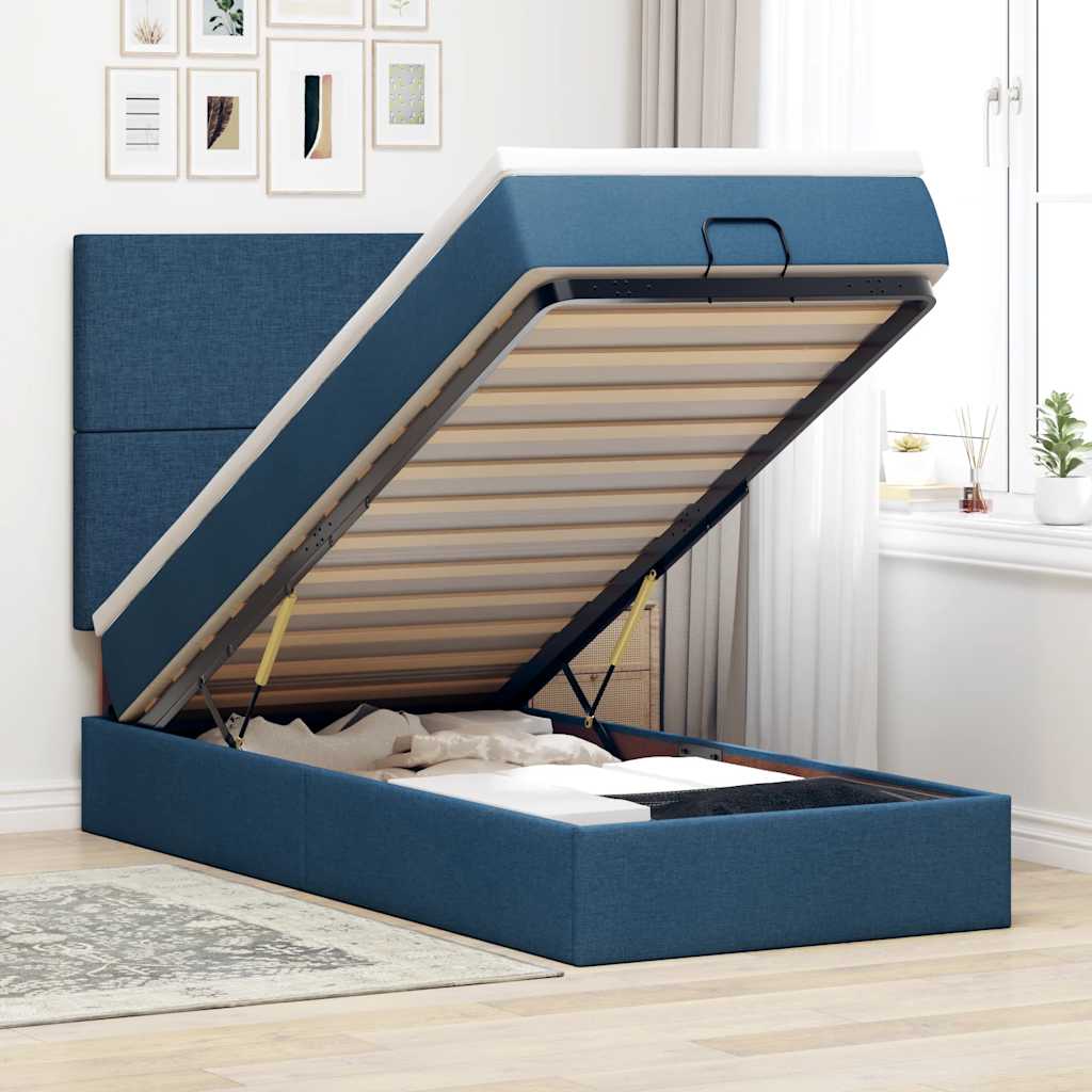 vidaXL Bed met matras 90x200 cm stof crèmekleurig