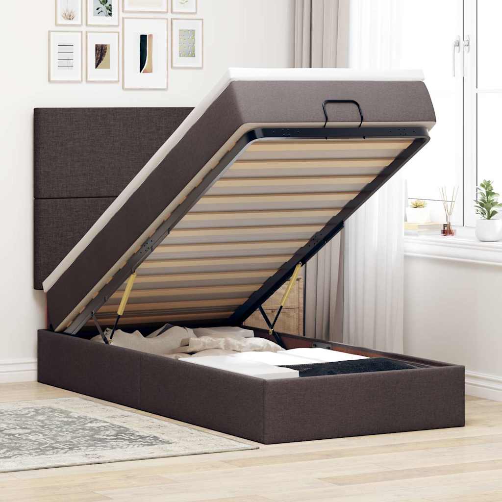 vidaXL Bed met matras 90x200 cm stof crèmekleurig