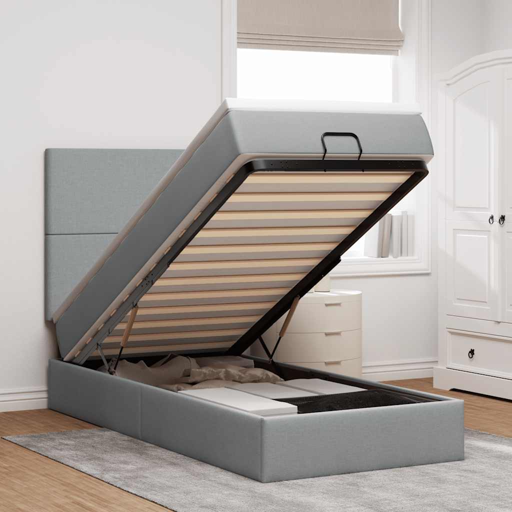 vidaXL Bed met matras 90x200 cm stof crèmekleurig