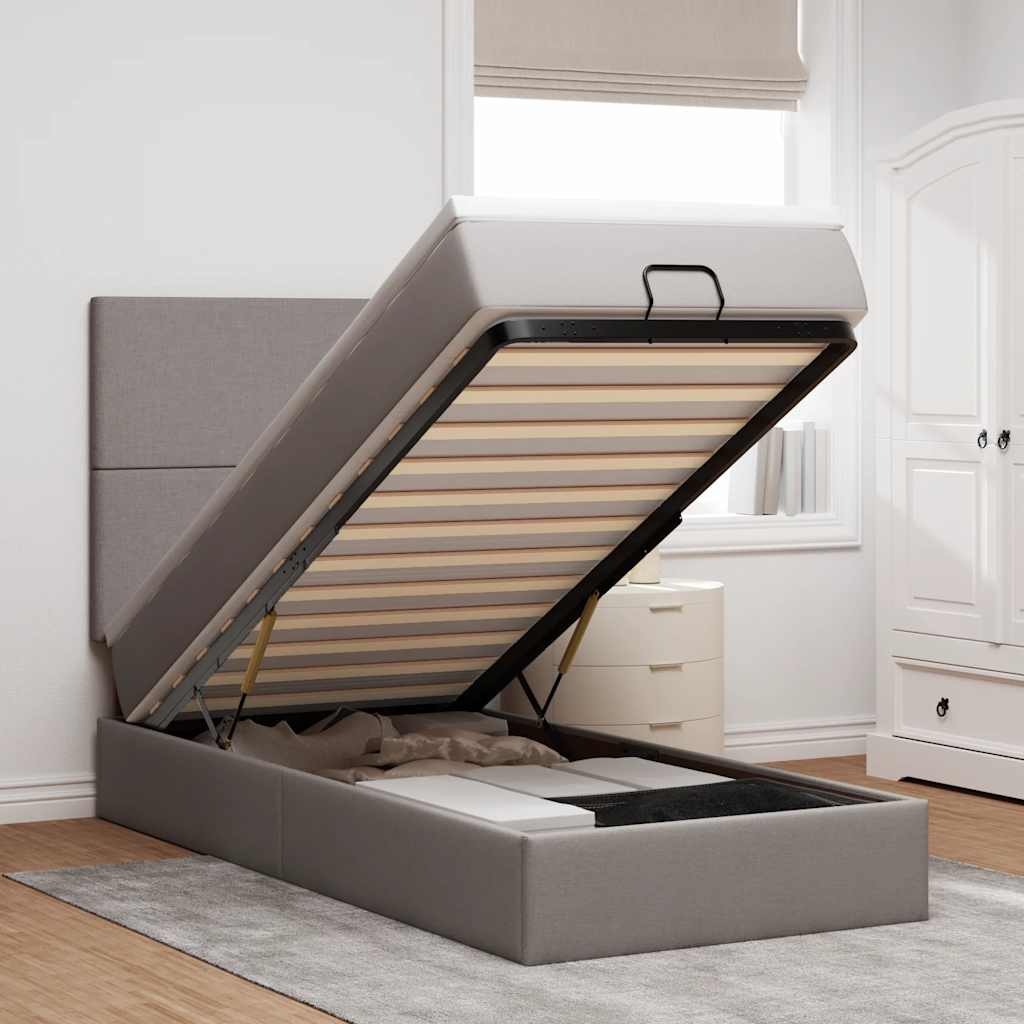 vidaXL Bed met matras 90x200 cm stof crèmekleurig