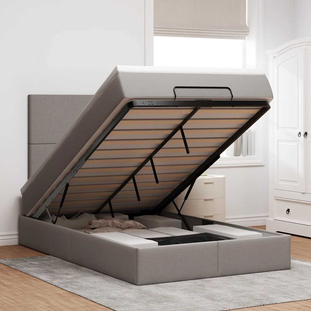 vidaXL Bed met matras 90x200 cm stof crèmekleurig
