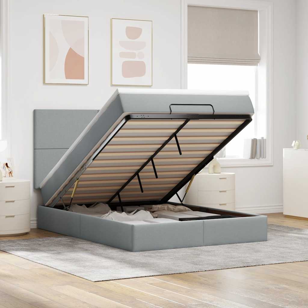 vidaXL Bed met matras 90x200 cm stof crèmekleurig