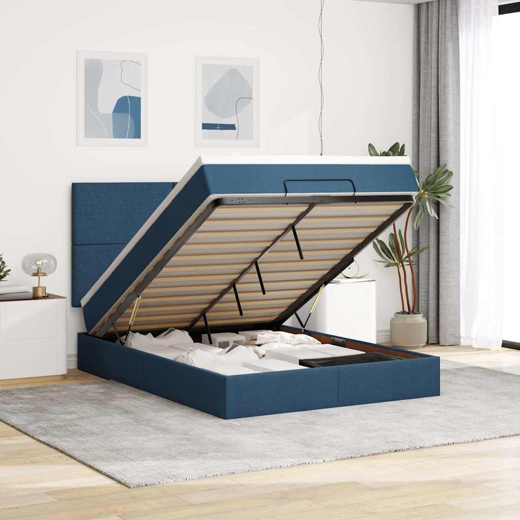 vidaXL Bed met matras 90x200 cm stof crèmekleurig
