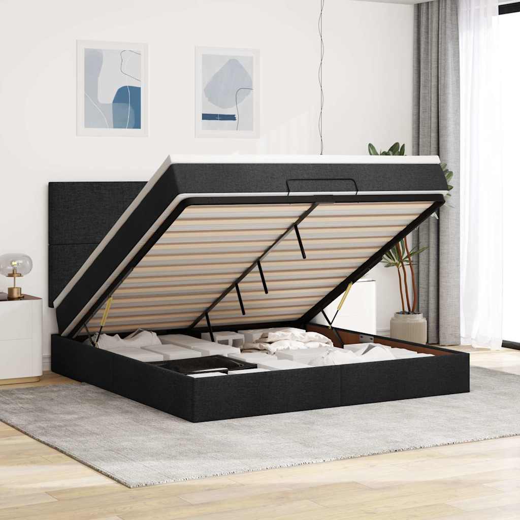 vidaXL Bed met matras 90x200 cm stof crèmekleurig