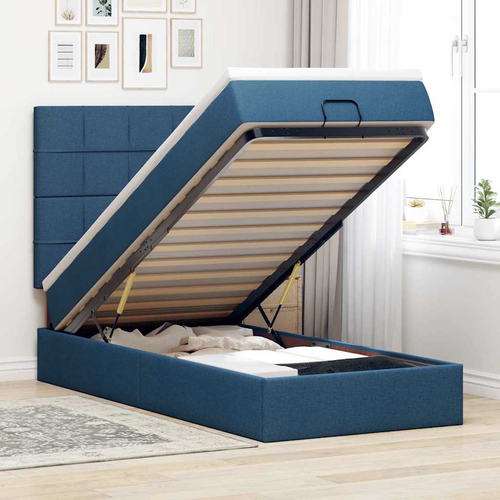 vidaXL Bed met matras 90x200 cm stof crèmekleurig
