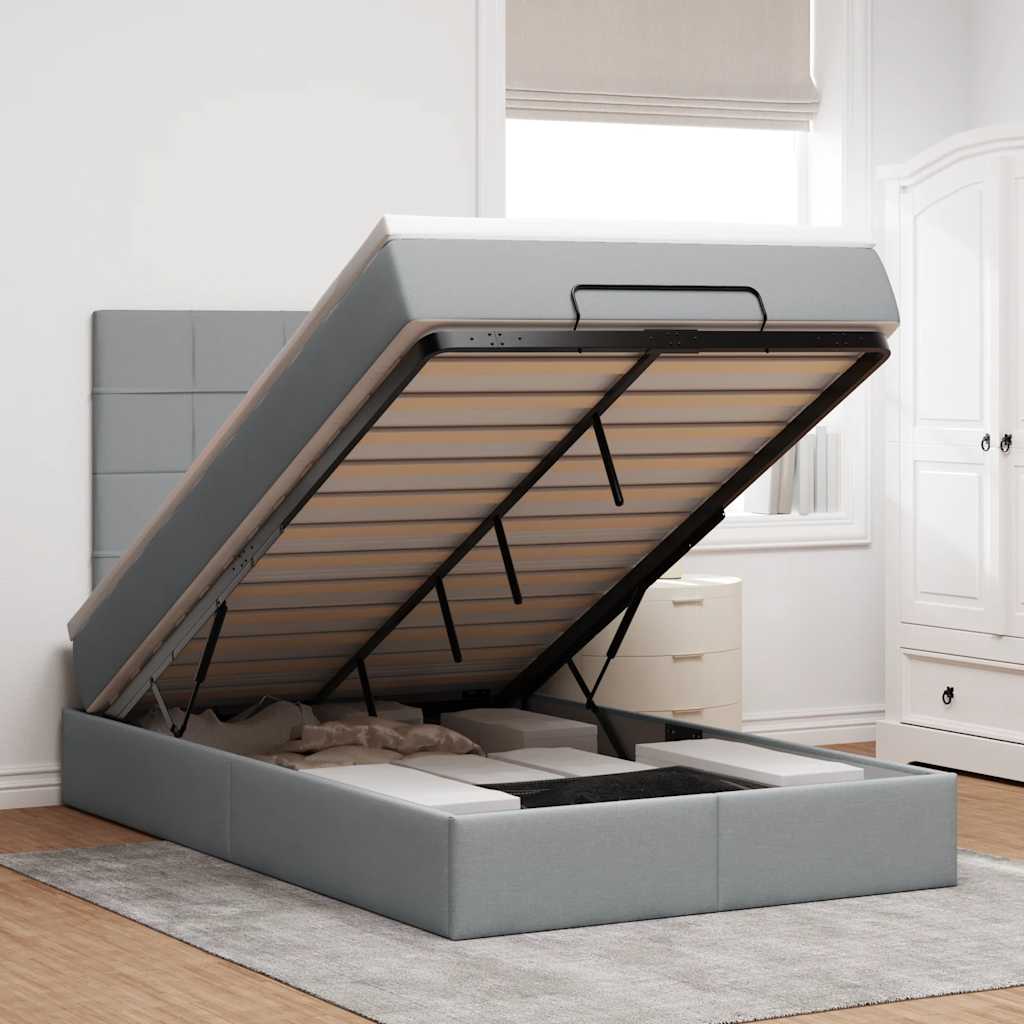 vidaXL Bed met matras 90x200 cm stof crèmekleurig