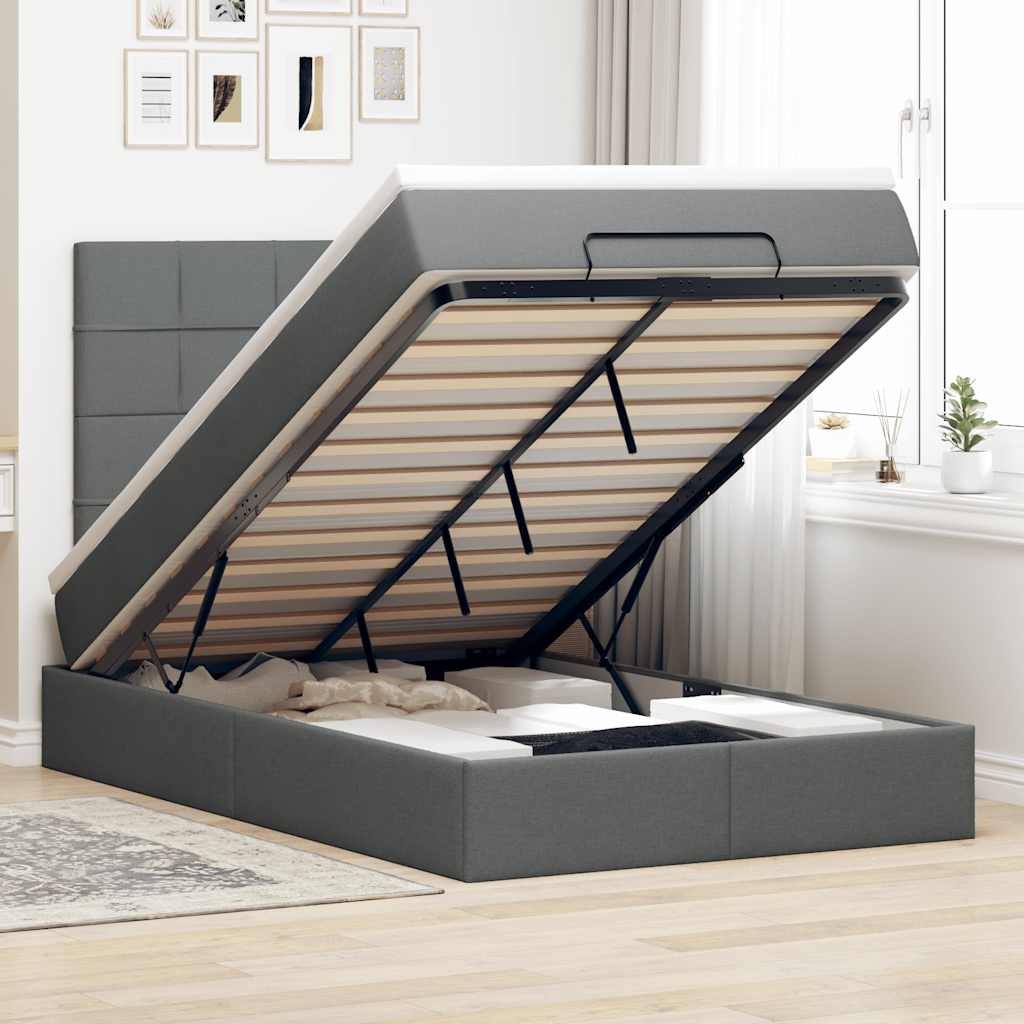 vidaXL Bed met matras 90x200 cm stof crèmekleurig