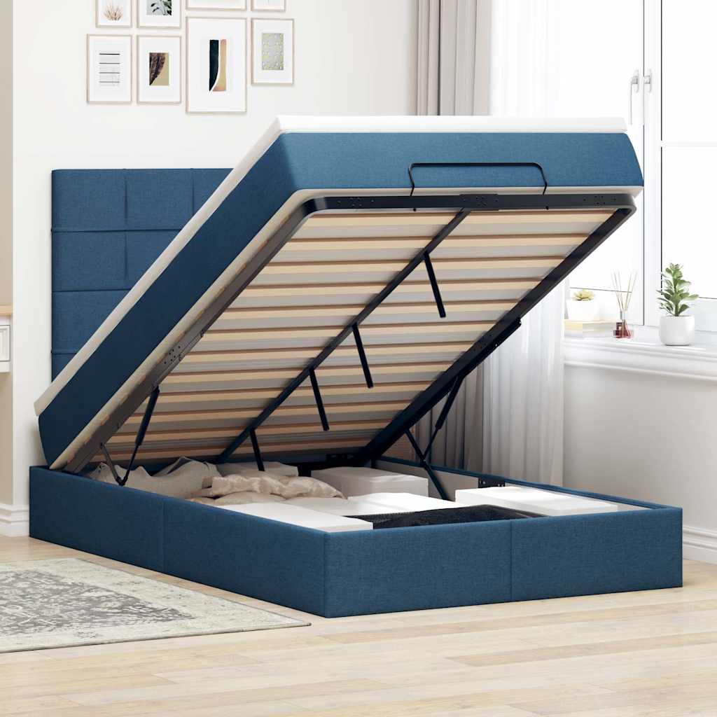 vidaXL Bed met matras 90x200 cm stof crèmekleurig