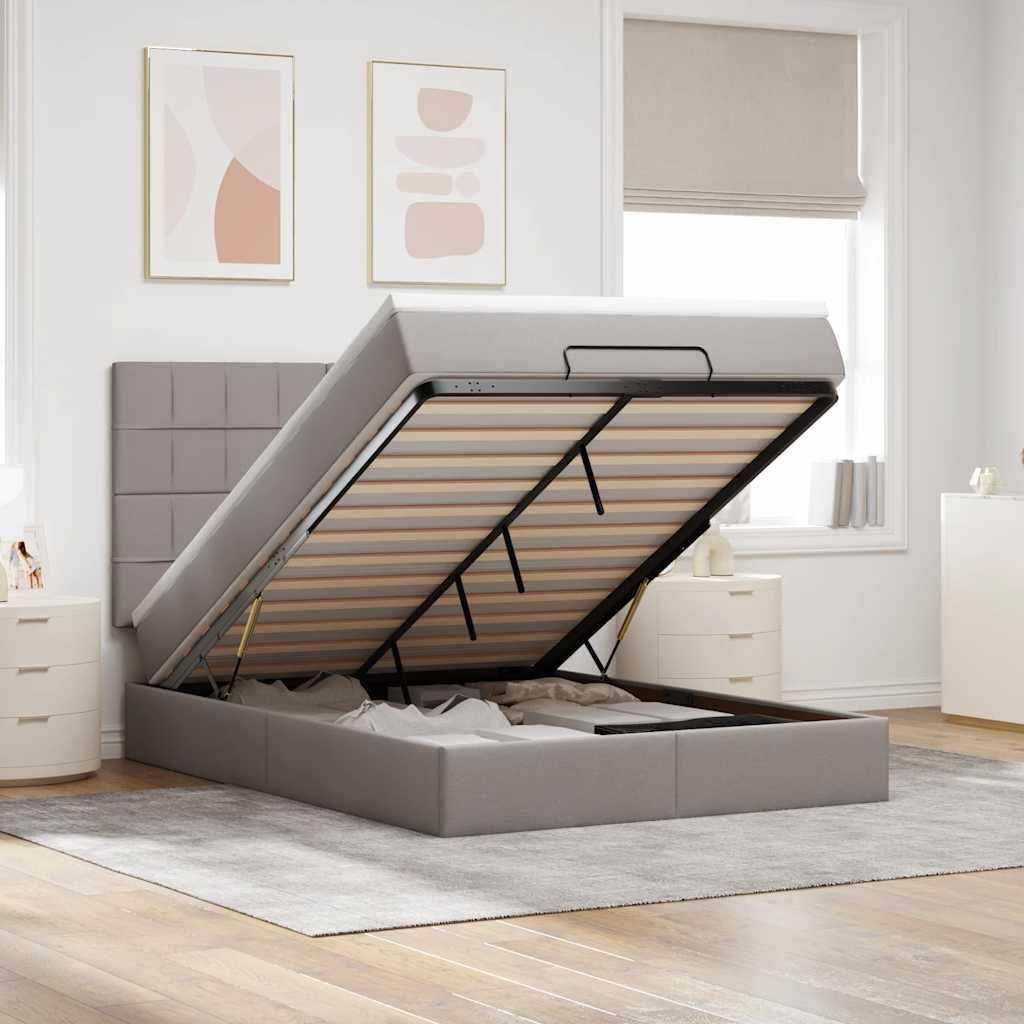 vidaXL Bed met matras 90x200 cm stof crèmekleurig