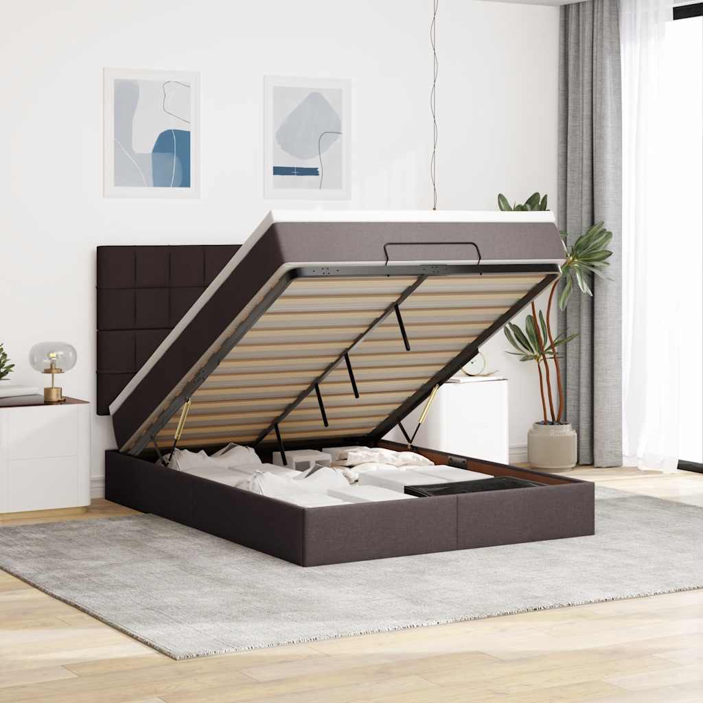vidaXL Bed met matras 90x200 cm stof crèmekleurig